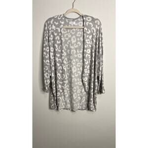 Mud Pie Gray Leopard Print Open Front Cardigan One Size